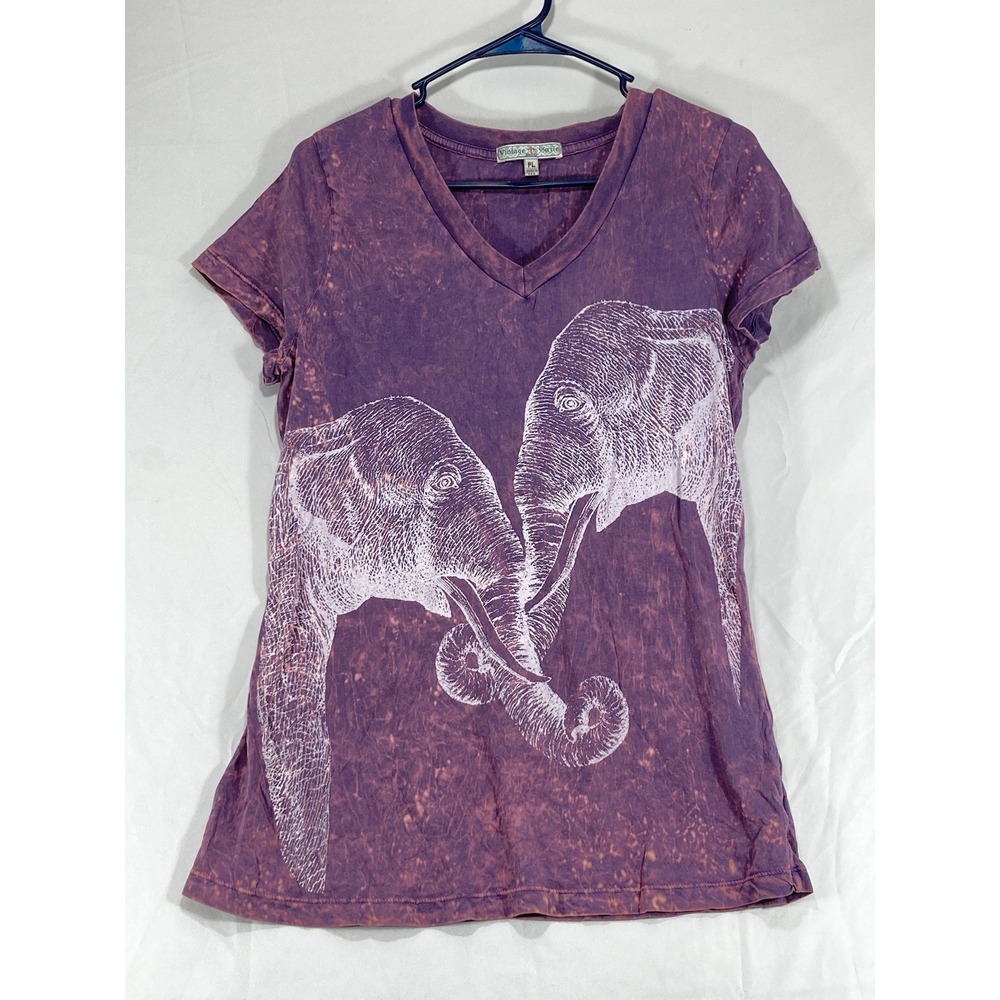 Vintage Susie Y2K Tie-Dyed, Purple, size Petite Large Shirt elephant Printed